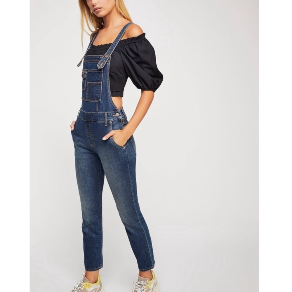 Free People skinny jean overalls
